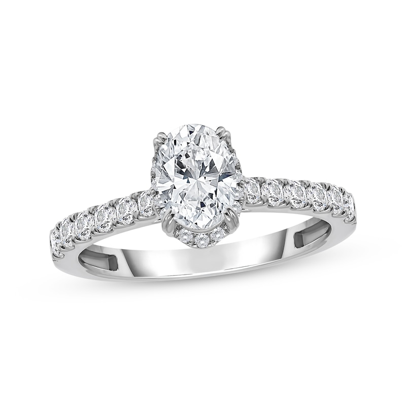 Lab-Grown Diamonds by KAY Oval-Cut Halo Engagement Ring 1-1/2 ct tw 14K White Gold