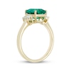 Thumbnail Image 1 of Emerald-Cut Lab-Created Emerald & Oval-Cut Lab-Created Diamond Ring 1/2 ct tw 14K Yellow Gold