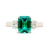 Thumbnail Image 2 of Emerald-Cut Lab-Created Emerald & Oval-Cut Lab-Created Diamond Ring 1/2 ct tw 14K Yellow Gold