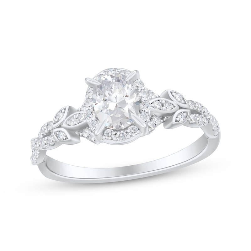 Main Image 1 of Oval-Cut Diamond Engagement Ring 3/4 ct tw 14K White Gold