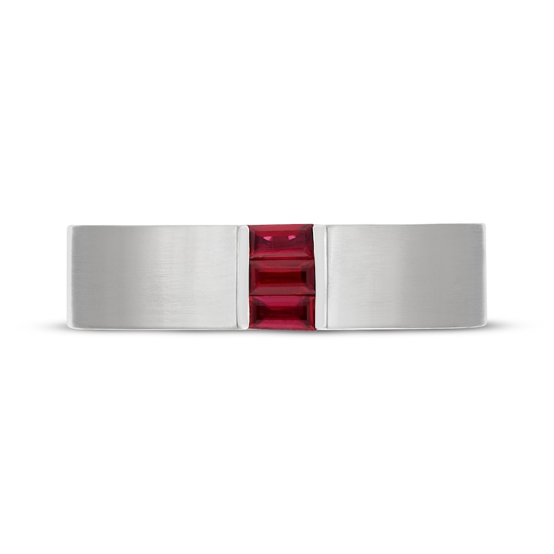 Main Image 3 of Neil Lane Men's Baguette-Cut Natural Ruby Wedding Band 14K White Gold