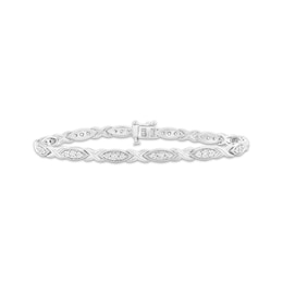 Diamond Marquise & Crisscross Link Bracelet 1/4 ct tw Sterling Silver 7.25&quot;