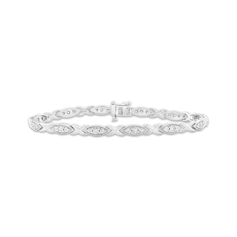 Main Image 1 of Diamond Marquise & Crisscross Link Bracelet 1/4 ct tw Sterling Silver 7.25&quot;