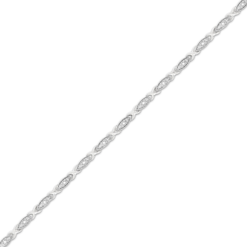 Main Image 2 of Diamond Marquise & Crisscross Link Bracelet 1/4 ct tw Sterling Silver 7.25&quot;