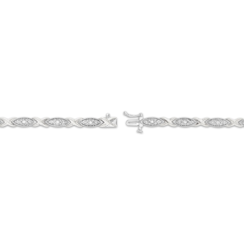 Main Image 3 of Diamond Marquise & Crisscross Link Bracelet 1/4 ct tw Sterling Silver 7.25&quot;