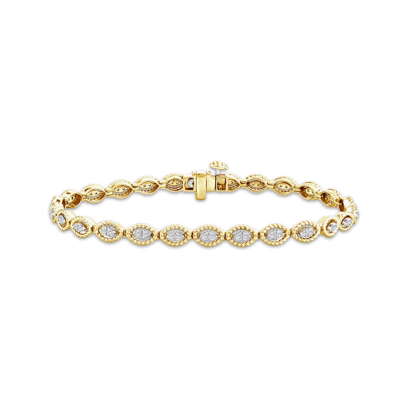 Main Image 1 of Threads of Love Multi-Diamond Marquise Twist Frame Line Bracelet 1/2 ct tw 10K Yellow Gold 7&quot;