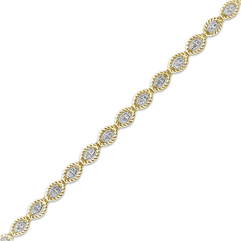 Main Image 2 of Threads of Love Multi-Diamond Marquise Twist Frame Line Bracelet 1/2 ct tw 10K Yellow Gold 7&quot;