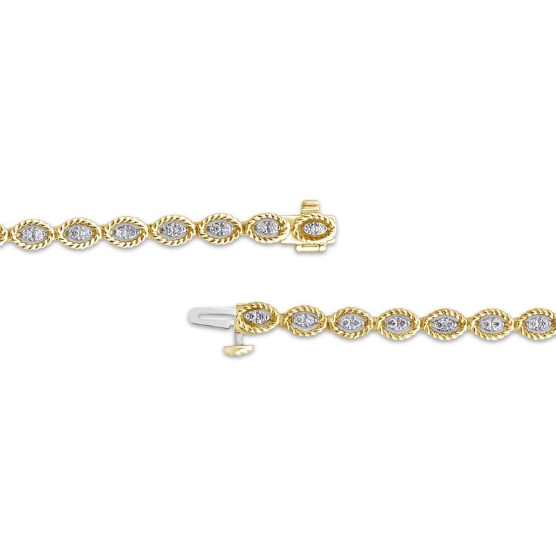 Main Image 3 of Threads of Love Multi-Diamond Marquise Twist Frame Line Bracelet 1/2 ct tw 10K Yellow Gold 7&quot;