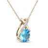 Thumbnail Image 2 of Swiss Blue Topaz & Diamond Accent Crossover Necklace 10K Yellow Gold 18&quot;