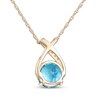 Thumbnail Image 3 of Swiss Blue Topaz & Diamond Accent Crossover Necklace 10K Yellow Gold 18&quot;