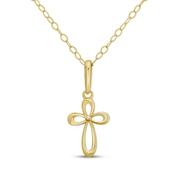 Children's Looping Cross Necklace 14K Yellow Gold 13&quot;