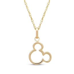 Children's Mickey Mouse Necklace 14K Yellow Gold 13&quot;