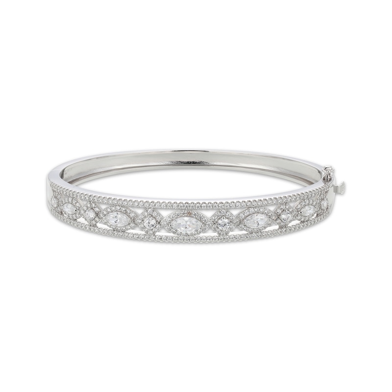 Marquise & Round-Cut White Lab-Created Sapphire Bangle Bracelet Sterling Silver