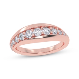 Diamond Graduated Curve Ring 1/2 ct tw 14K Rose Gold