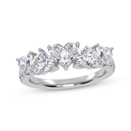 Lab-Grown Diamonds by KAY Heart-Shaped Alternating Ring 2 ct tw 14K White Gold