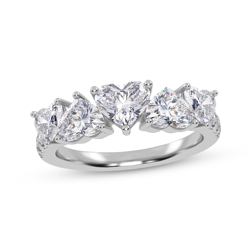 Main Image 1 of Lab-Grown Diamonds by KAY Heart-Shaped Alternating Ring 2 ct tw 14K White Gold