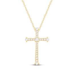 Diamond Cross Necklace 1/5 ct tw 10K Yellow Gold 18&quot;