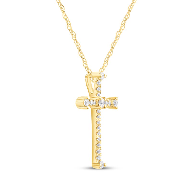 Main Image 2 of Diamond Cross Necklace 1/5 ct tw 10K Yellow Gold 18&quot;