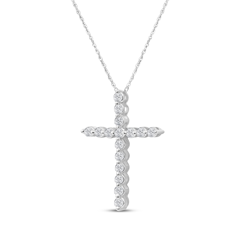 Main Image 2 of Lab-Grown Diamonds by KAY Cross Necklace 1/2 ct tw 14K White Gold 18&quot;