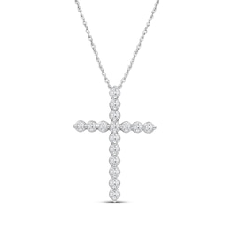 Lab-Grown Diamonds by KAY Cross Necklace 1 ct tw 14K White Gold 18&quot;