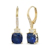 Thumbnail Image 1 of Cushion-Cut Blue & White Lab-Created Sapphire Drop Earrings 18K Yellow Gold-Plated Sterling Silver