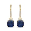 Thumbnail Image 2 of Cushion-Cut Blue & White Lab-Created Sapphire Drop Earrings 18K Yellow Gold-Plated Sterling Silver