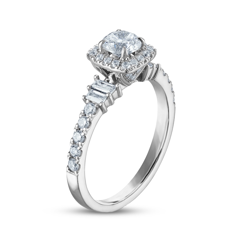 Main Image 2 of Round-Cut Diamond Halo Engagement Ring 1 ct tw 14K White Gold