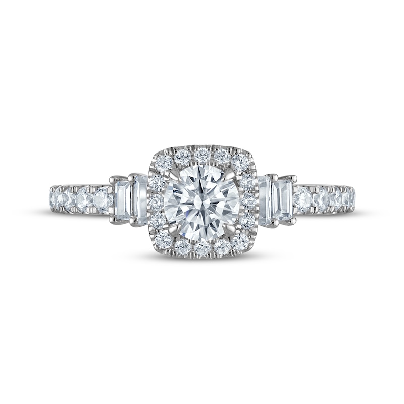 Main Image 3 of Round-Cut Diamond Halo Engagement Ring 1 ct tw 14K White Gold