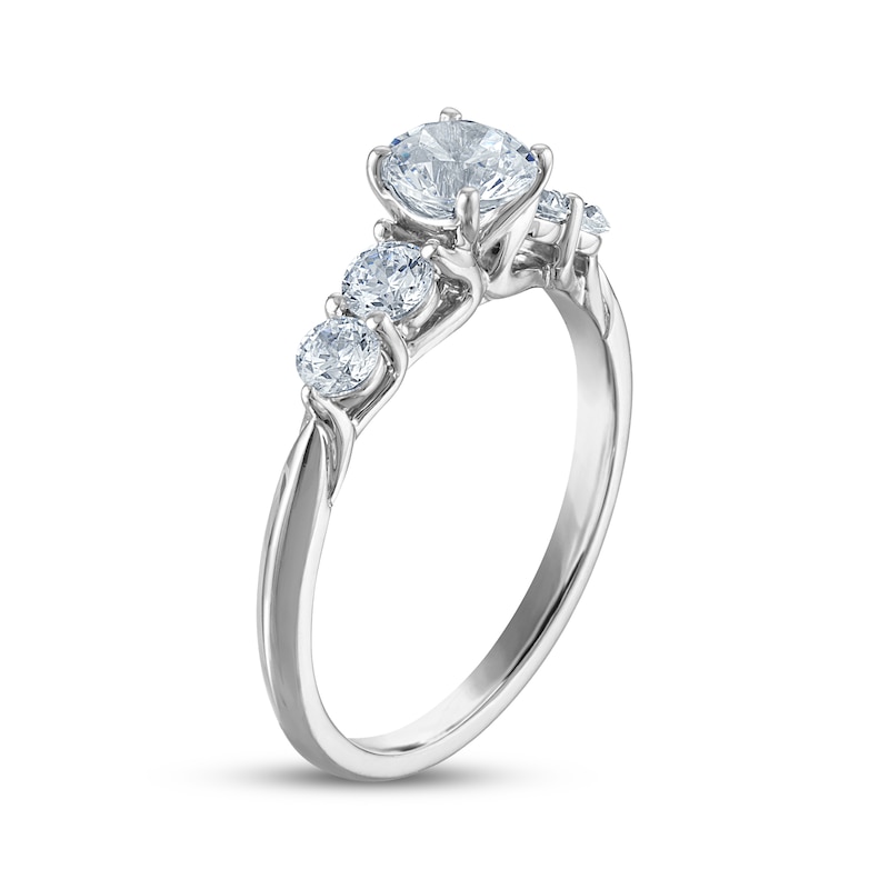 Main Image 2 of Round-Cut Diamond Five-Stone Engagement Ring 1-1/5 ct tw 14K White Gold