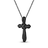 Thumbnail Image 2 of Men's Antique-Finish Cross Necklace Black Ion-Plated Stainless Steel 24&quot;