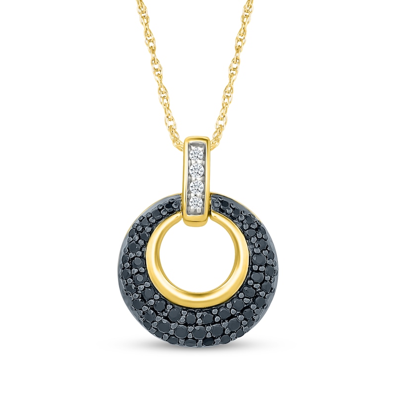 Main Image 2 of Black & White Diamond Circle Gift Set 7/8 ct tw 10K Yellow Gold