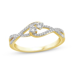 Diamond Loops Promise Ring 1/4 ct tw 10K Yellow Gold