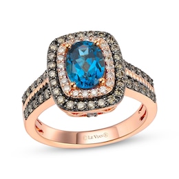 Le Vian Blue Topaz Ring 3/4 ct tw Diamonds 14K Strawberry Gold