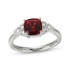 Thumbnail Image 1 of Cushion-Cut Garnet & White Lab-Created Sapphire Ring Sterling Silver