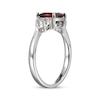 Thumbnail Image 2 of Cushion-Cut Garnet & White Lab-Created Sapphire Ring Sterling Silver