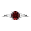 Thumbnail Image 3 of Cushion-Cut Garnet & White Lab-Created Sapphire Ring Sterling Silver