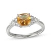 Thumbnail Image 0 of Cushion-Cut Citrine & White Lab-Created Sapphire Ring Sterling Silver