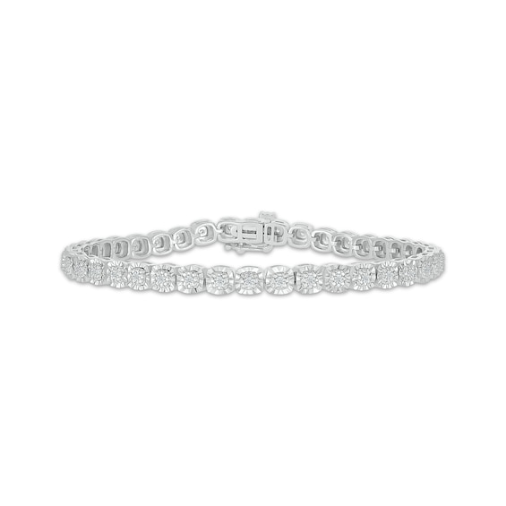 Diamond Cushion Link Tennis Bracelet 1/4 ct tw Sterling Silver 7.25"