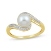 Thumbnail Image 0 of Cultured Pearl & Diamond Bypass Ring 1/15 ct tw 10K Yellow Gold