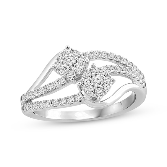 Multi-Diamond Bypass Fashion Ring 1/2 ct tw 10K White gold