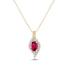 Thumbnail Image 1 of Oval-Cut Lab-Created Ruby & Diamond Swirl Necklace 1/15 ct tw 10K Yellow Gold 18&quot;