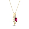 Thumbnail Image 2 of Oval-Cut Lab-Created Ruby & Diamond Swirl Necklace 1/15 ct tw 10K Yellow Gold 18&quot;