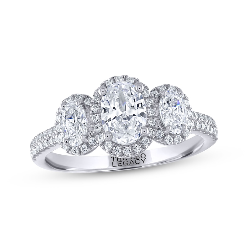 Main Image 1 of THE LEO Legacy Lab-Grown Diamond Oval-Cut Three-Stone Engagement Ring 1-1/2 ct tw 14K White Gold