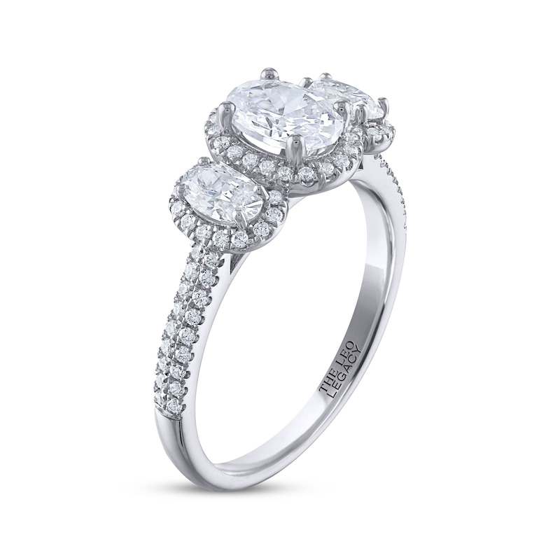 Main Image 2 of THE LEO Legacy Lab-Grown Diamond Oval-Cut Three-Stone Engagement Ring 1-1/2 ct tw 14K White Gold