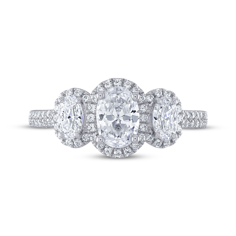 Main Image 3 of THE LEO Legacy Lab-Grown Diamond Oval-Cut Three-Stone Engagement Ring 1-1/2 ct tw 14K White Gold