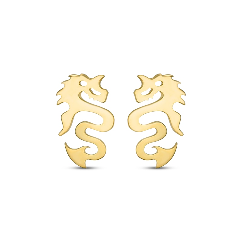 Main Image 2 of Dragon Cutout Stud Earrings 10K Yellow Gold