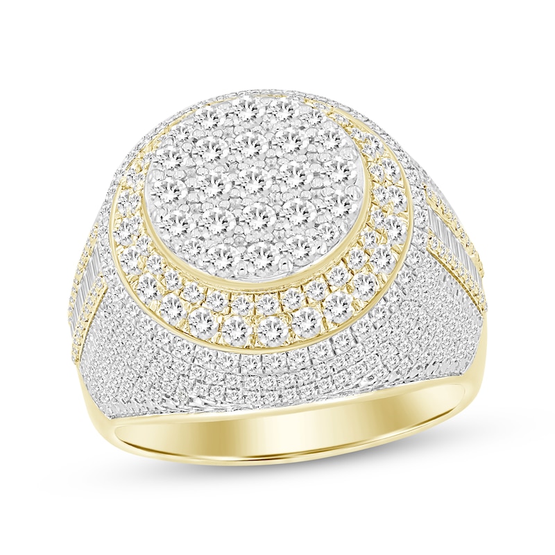 Men's Baguette & Round-Cut Diamond Fashion Ring 2-1/2 ct tw 10K Yellow Gold