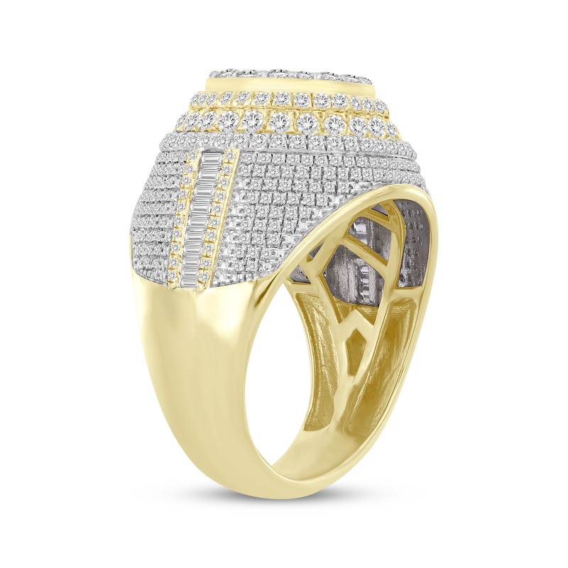 Men's Baguette & Round-Cut Diamond Fashion Ring 2-1/2 ct tw 10K Yellow Gold