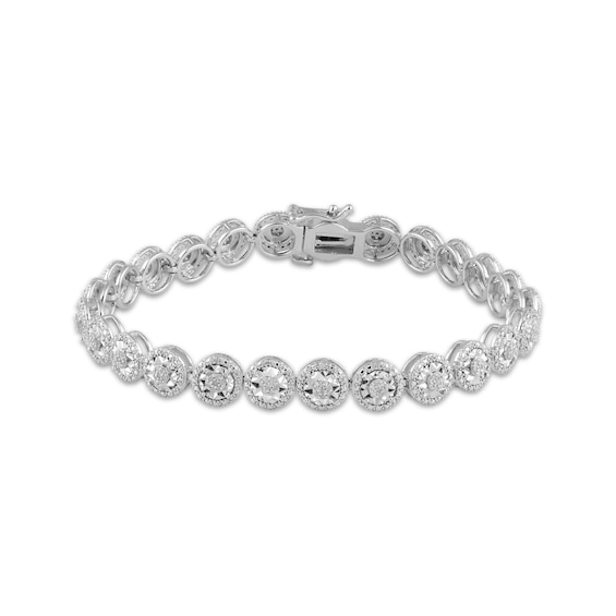 Diamond Circle Link Bracelet 1/2 ct tw Sterling Silver 7.25"