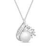 Thumbnail Image 0 of Cultured Pearl & White Lab-Created Sapphire Necklace Sterling Silver 18"